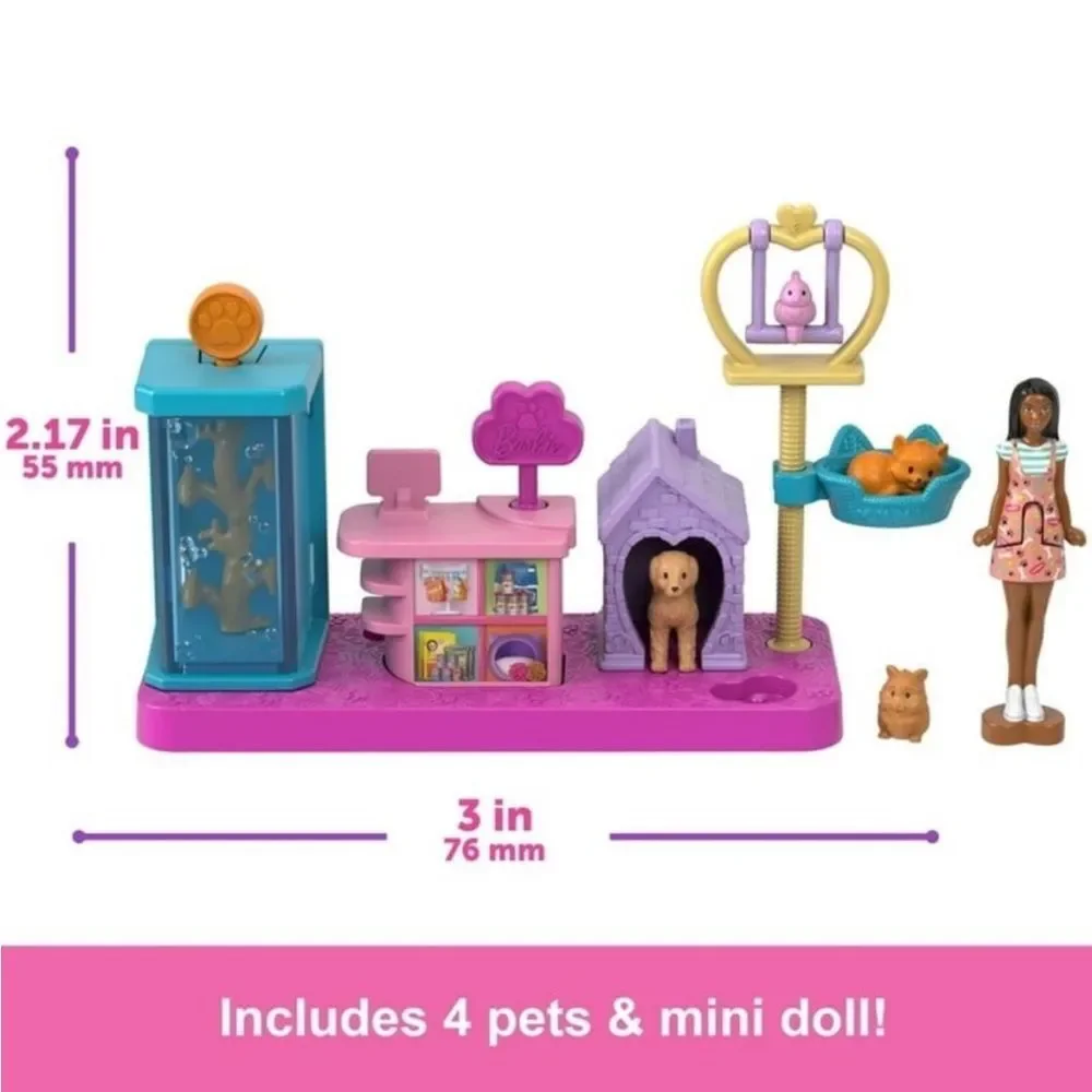 Barbie Mini‎ BarbieLand Collectible Pet Boutique Playset With 1.5-Inch Doll, Pet